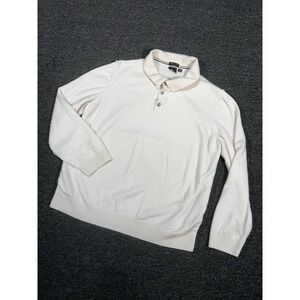 Hugo Boss Knit Polo Sweater Men's Small Ivory Virgin Wool Preppy Designer L/S